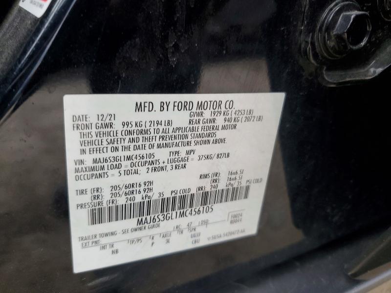 2021 Ford Ecosport მანქანა იყიდება აუქციონზე, vin: MAJ6S3GL1MC456105, აუქციონის ნომერი: 53542836