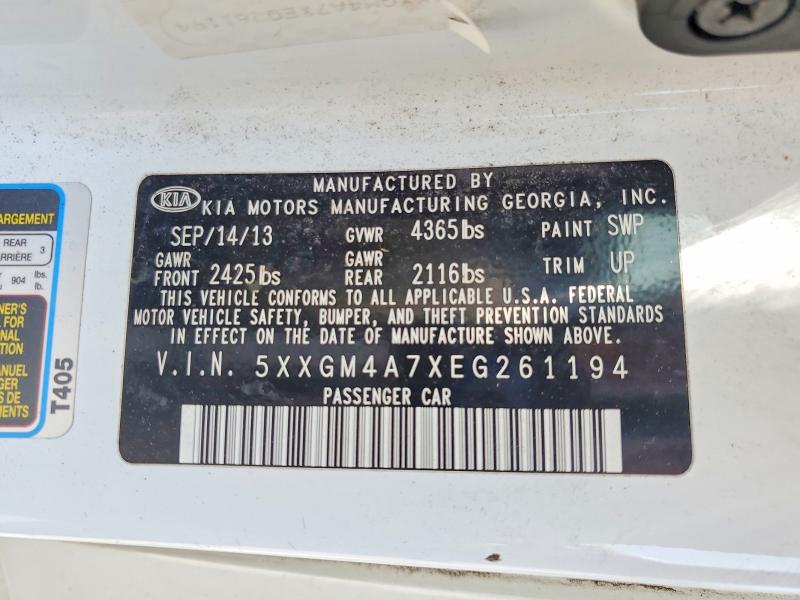 53155796 :رقم المزاد ، 5XXGM4A7XEG261194 vin ، 2014 Kia Optima مزاد بيع