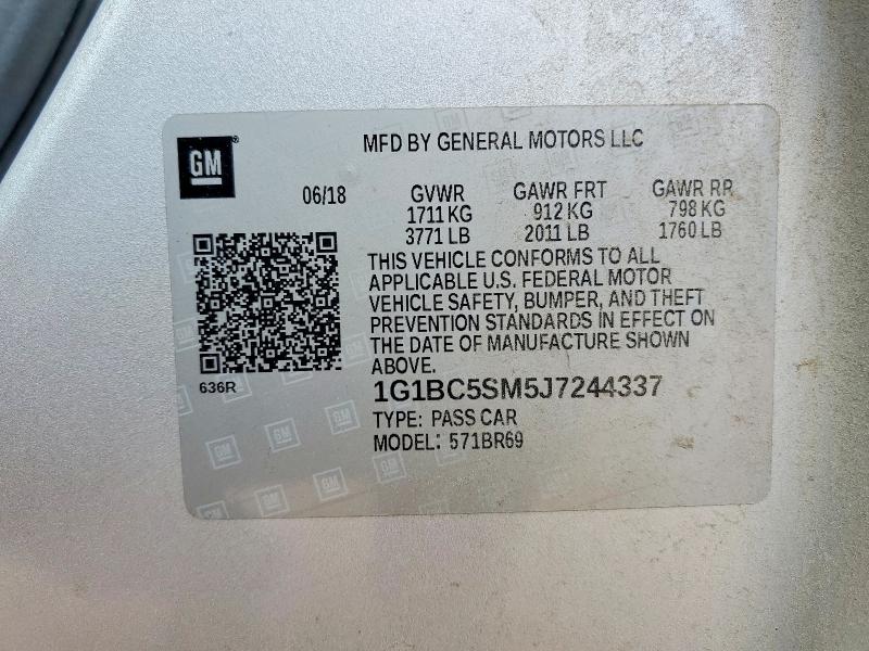 Aukcja sprzedaży 2018 Chevrolet Cruze, vin: 1G1BC5SM5J7244337, numer aukcji: 53804946