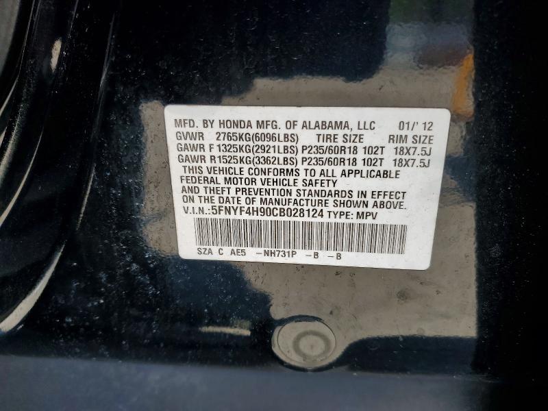 Aukcja sprzedaży 2012 Honda Pilot, vin: 5FNYF4H90CB028124, numer aukcji: 53716476
