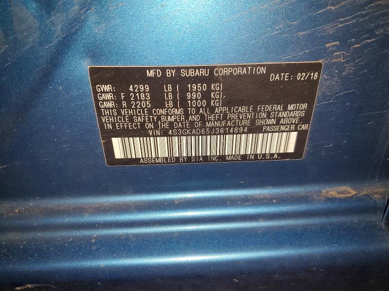 52401516 :رقم المزاد ، 4S3GKAD65J3614894 vin ، 2018 Subaru Impreza مزاد بيع