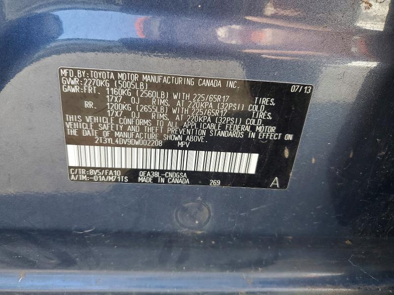2013 Toyota Rav4 Ev მანქანა იყიდება აუქციონზე, vin: 2T3YL4DV9DW002208, აუქციონის ნომერი: 52438216