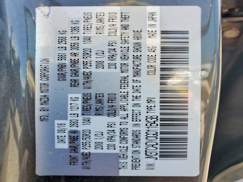 Продажа на аукционе авто 2016 Mazda Cx-9, vin: JM3TCADY0G0116438, номер лота: 52384346