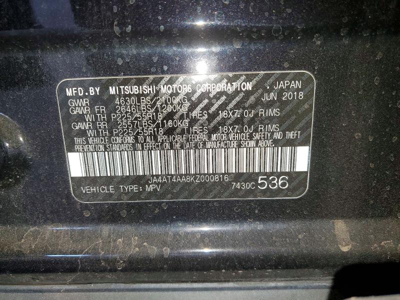 Aukcja sprzedaży 2019 Mitsubishi Eclipse Cross, vin: JA4AT4AA8KZ000816, numer aukcji: 54826956