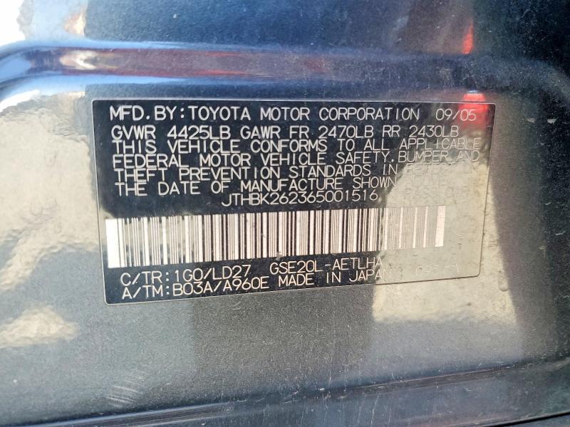 53473126 :رقم المزاد ، JTHBK262365001516 vin ، 2006 Lexus Is مزاد بيع