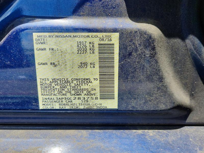 Продаж на аукціоні авто 2016 Nissan Altima, vin: 1N4AL3AP3GC283758, номер лоту: 53692206