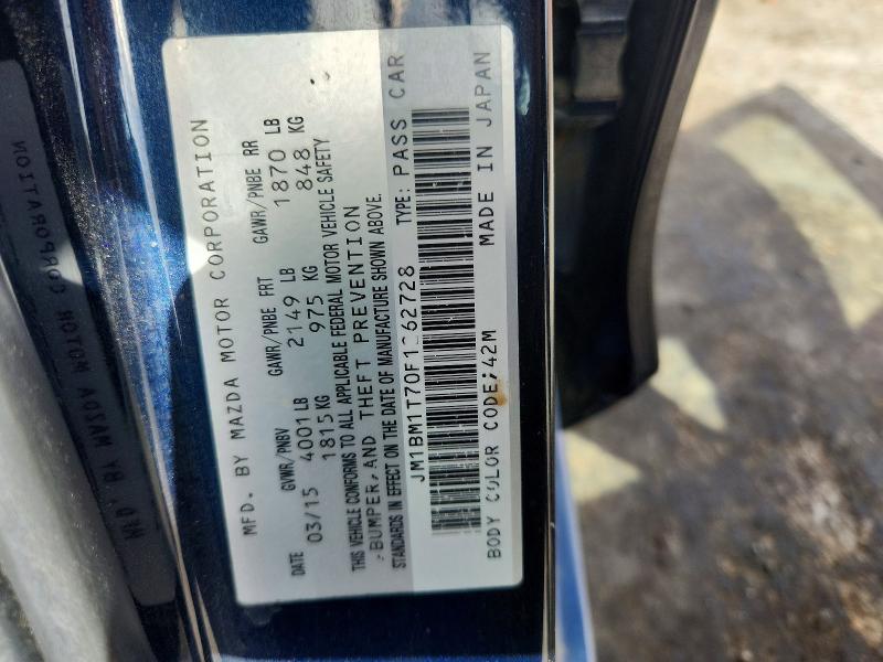 Продажа на аукционе авто 2015 Mazda 3, vin: JM1BM1T70F1262728, номер лота: 54538886