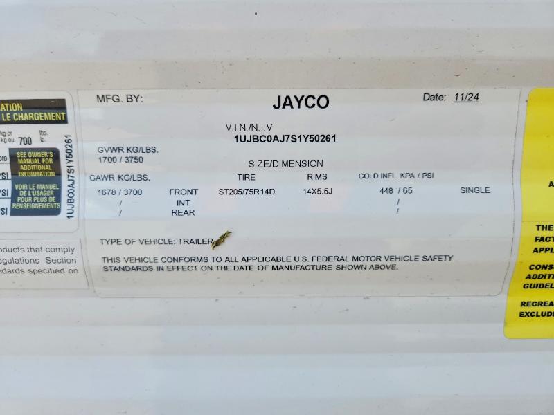 Aukcja sprzedaży 2025 Jayco Jay Flight, vin: 1UJBC0AJ7S1Y50261, numer aukcji: 64508576