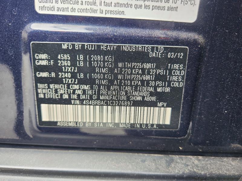 Aukcja sprzedaży 2012 Subaru Outback, vin: 4S4BRBAC1C3276897, numer aukcji: 54633896