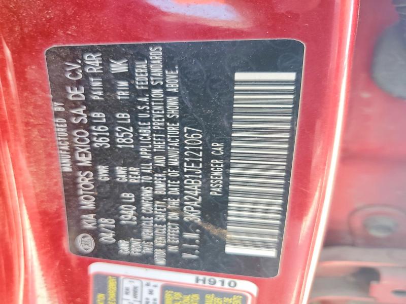 53230846 :رقم المزاد ، 3KPA24AB1JE121067 vin ، 2018 Kia Rio مزاد بيع