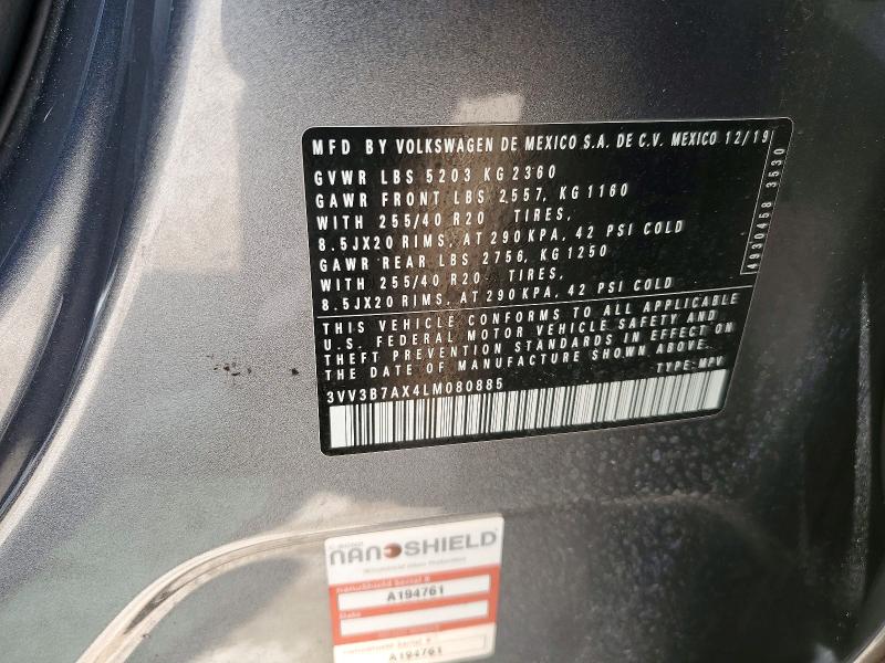 Продаж на аукціоні авто 2020 Volkswagen Tiguan, vin: 3VV3B7AX4LM080885, номер лоту: 54517566