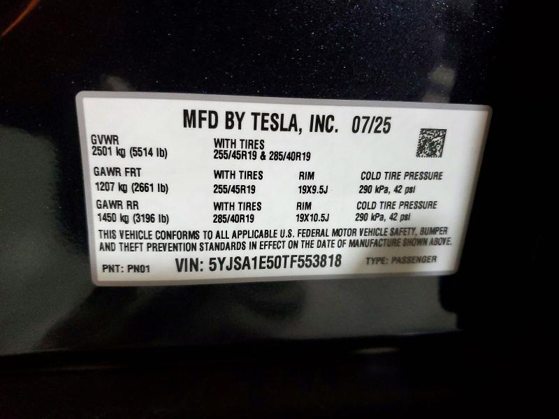 Продажа на аукционе авто 2026 Tesla Model S, vin: 5YJSA1E50TF553818, номер лота: 53606936
