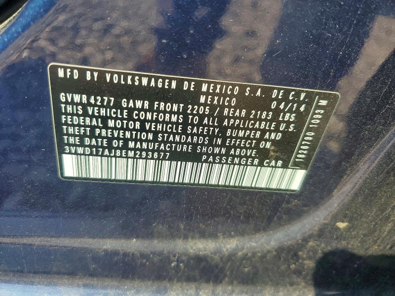 2014 Volkswagen Jetta მანქანა იყიდება აუქციონზე, vin: 3VWD17AJ8EM293677, აუქციონის ნომერი: 53527096