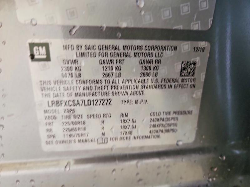 54295226 :رقم المزاد ، LRBFXCSA7LD127272 vin ، 2020 Buick Envision مزاد بيع