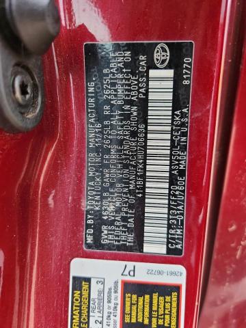 53120166 :رقم المزاد ، 4T1BF1FK4HU706636 vin ، 2017 Toyota Camry مزاد بيع