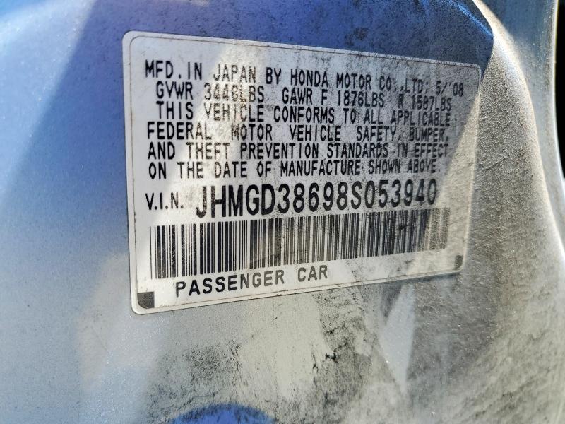53056756 :رقم المزاد ، JHMGD38698S053940 vin ، 2008 Honda Fit مزاد بيع