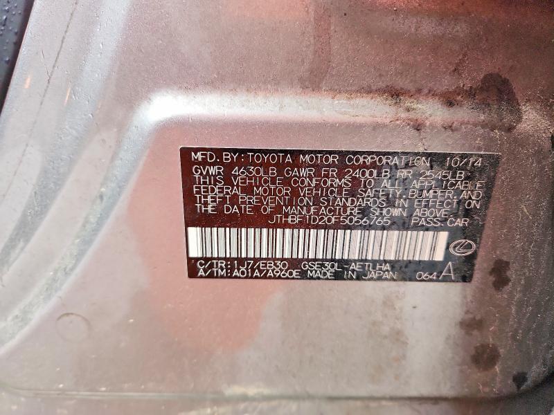 52684196 :رقم المزاد ، JTHBF1D20F5056765 vin ، 2015 Lexus Is 250 مزاد بيع
