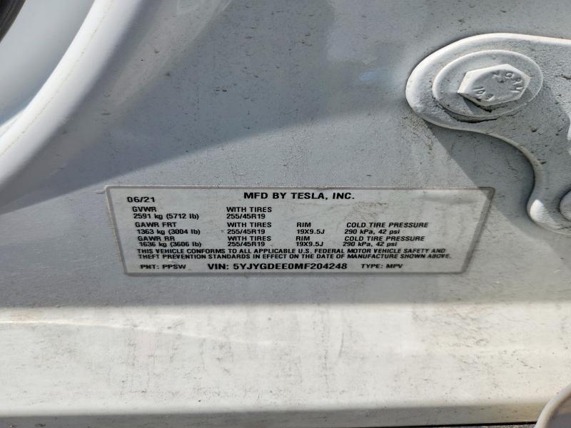 52533726 :رقم المزاد ، 5YJYGDEE0MF204248 vin ، 2021 Tesla Model Y مزاد بيع