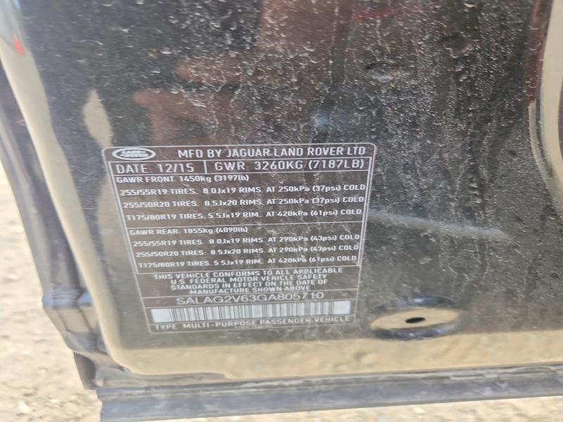 54464116 :رقم المزاد ، SALAG2V63GA805710 vin ، 2016 Land Rover Lr4 مزاد بيع