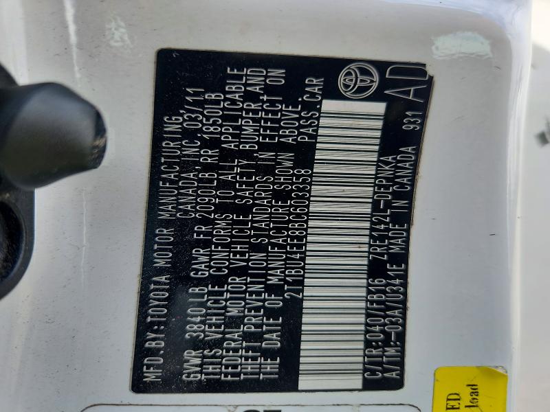 Aukcja sprzedaży 2011 Toyota Corolla, vin: 2T1BU4EE8BC603358, numer aukcji: 52551586