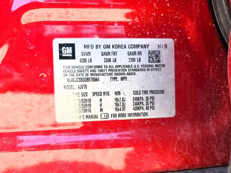 Aukcja sprzedaży 2016 Buick Encore, vin: KL4CJCSB3GB578564, numer aukcji: 53886766