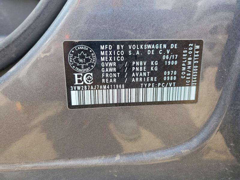 Aukcja sprzedaży 2017 Volkswagen Jetta, vin: 3VW2B7AJ7HM411968, numer aukcji: 52752936