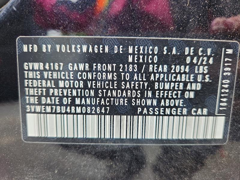 55011816 :رقم المزاد ، 3VWEM7BU4RM082647 vin ، 2024 Volkswagen Jetta مزاد بيع