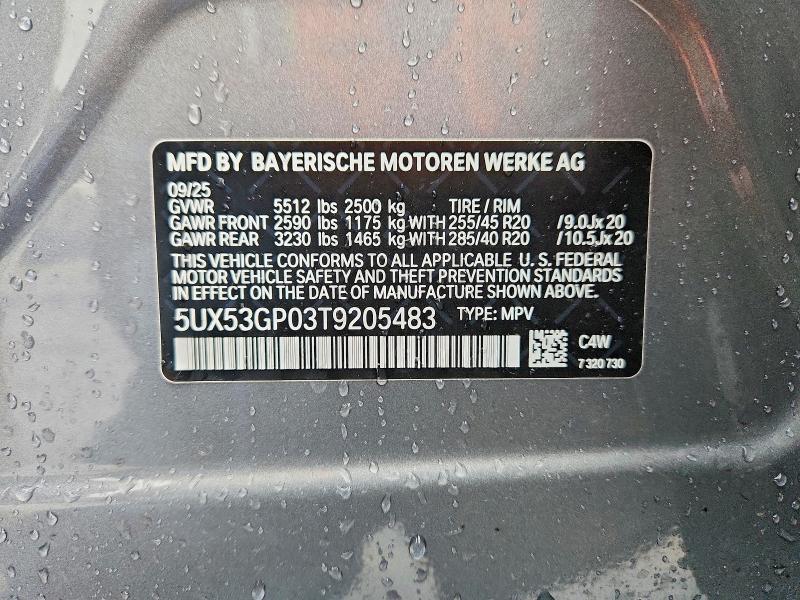 Продаж на аукціоні авто 2026 Bmw X3, vin: 5UX53GP03T9205483, номер лоту: 54258886
