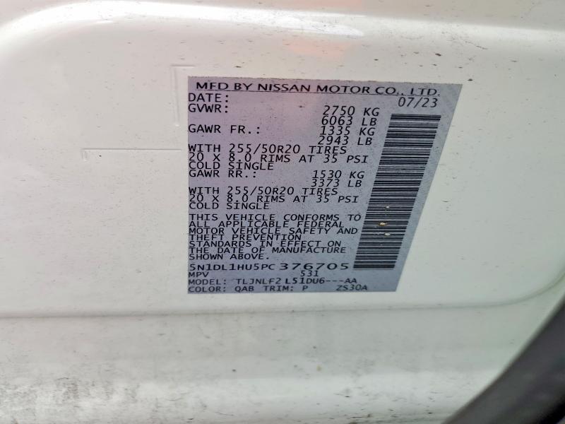 Aukcja sprzedaży 2023 Infiniti Qx60, vin: 5N1DL1HU5PC376705, numer aukcji: 54545466