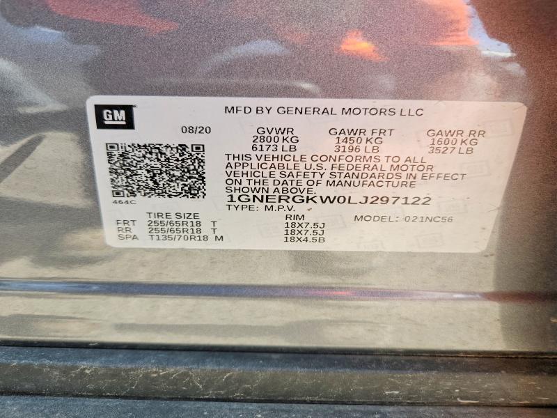 2020 Chevrolet Traverse მანქანა იყიდება აუქციონზე, vin: 1GNERGKW0LJ297122, აუქციონის ნომერი: 52907306