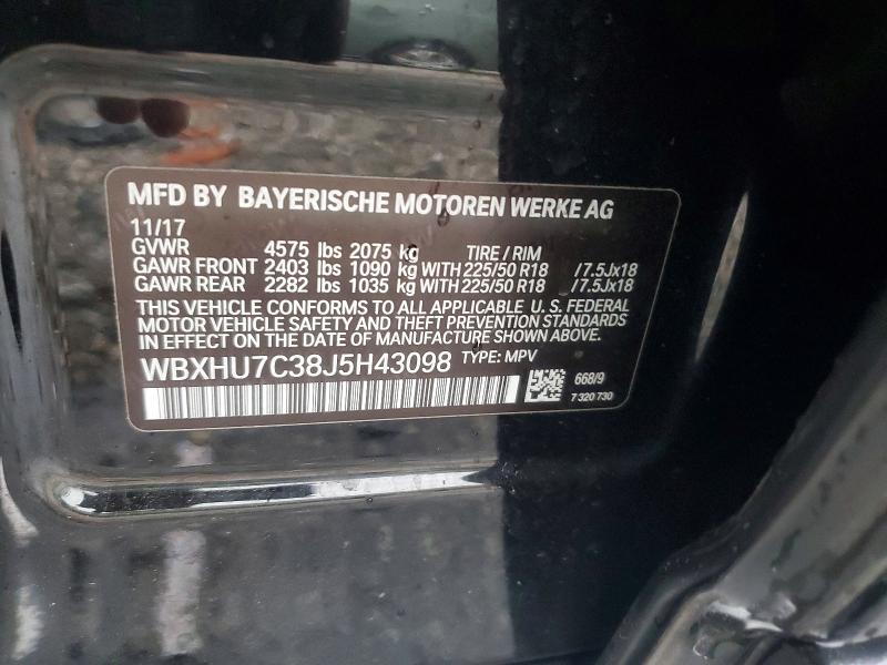 Aukcja sprzedaży 2018 Bmw X1, vin: WBXHU7C38J5H43098, numer aukcji: 53545476