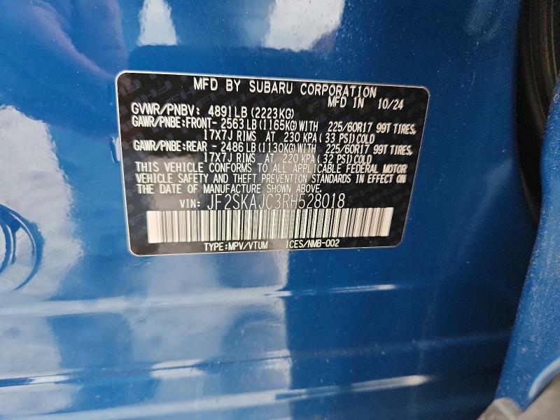 Aukcja sprzedaży 2024 Subaru Forester, vin: JF2SKAJC3RH528018, numer aukcji: 52385826