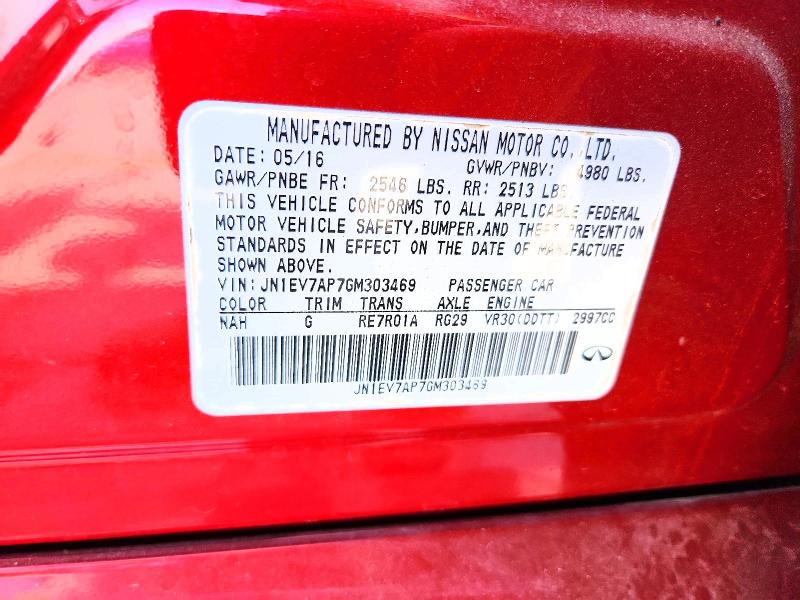 2016 Infiniti Q50 მანქანა იყიდება აუქციონზე, vin: JN1EV7AP7GM303469, აუქციონის ნომერი: 52194546