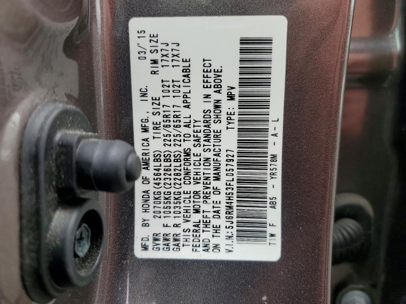 Продажа на аукционе авто 2015 Honda Cr-v, vin: 5J6RM4H53FL057927, номер лота: 52916536