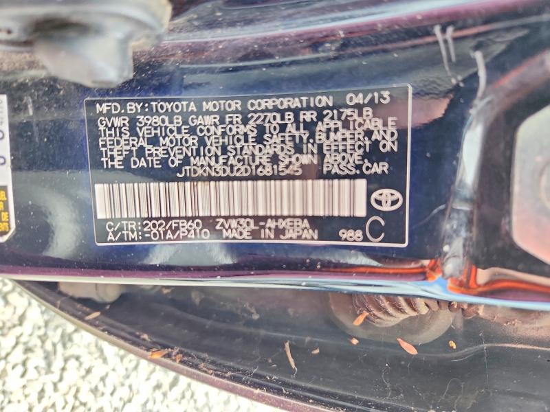 Продаж на аукціоні авто 2013 Toyota Prius, vin: JTDKN3DU2D1681545, номер лоту: 52767906