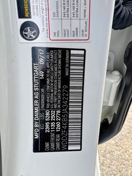 Продажа на аукционе авто 2018 Mercedes-benz E, vin: WDDZF4KB5JA342279, номер лота: 55395416