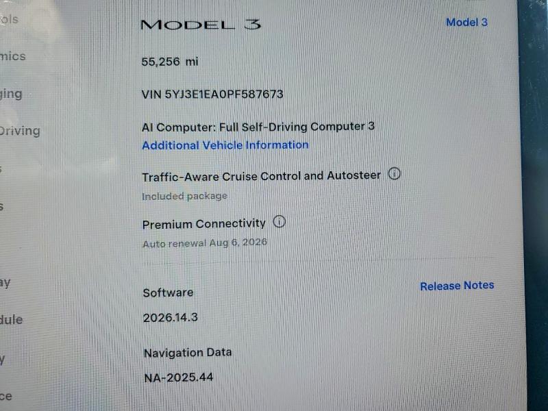 Aukcja sprzedaży 2023 Tesla Model 3, vin: 5YJ3E1EA0PF587673, numer aukcji: 54202096