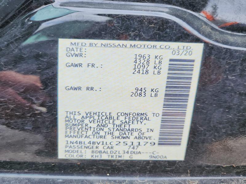 Продажа на аукционе авто 2020 Nissan Altima, vin: 1N4BL4BV1LC251179, номер лота: 51040716