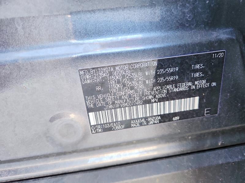 54259236 :رقم المزاد ، JTMN1RFV8MD077482 vin ، 2021 Toyota Rav4 مزاد بيع