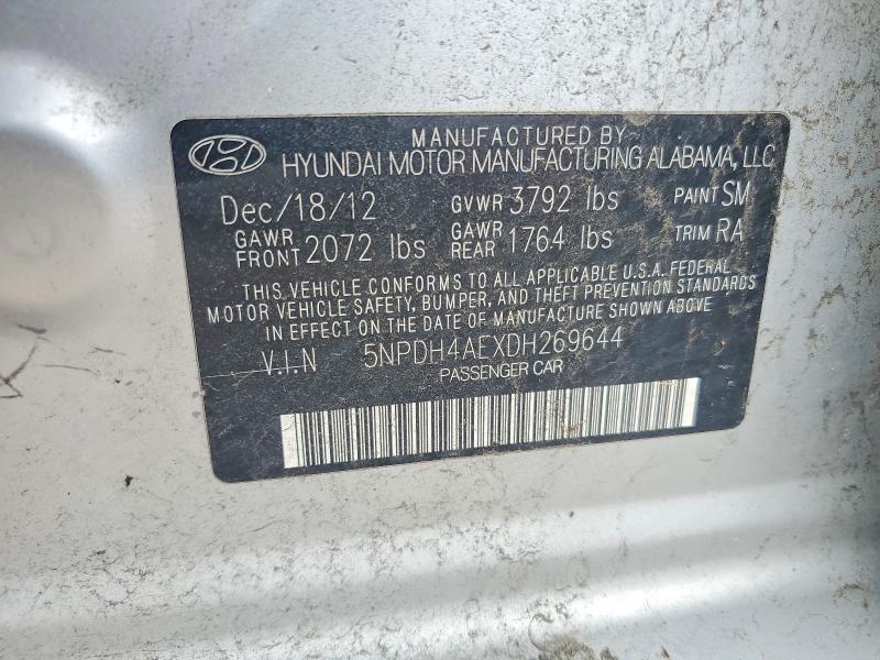 Продаж на аукціоні авто 2013 Hyundai Elantra, vin: 5NPDH4AEXDH269644, номер лоту: 54659466
