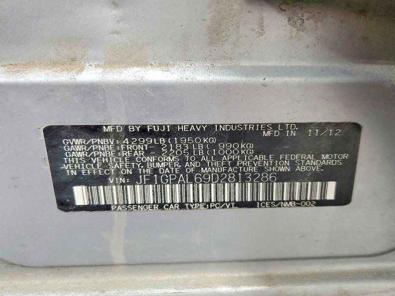 Продажа на аукционе авто 2013 Subaru Impreza, vin: JF1GPAL69D2813286, номер лота: 53808396