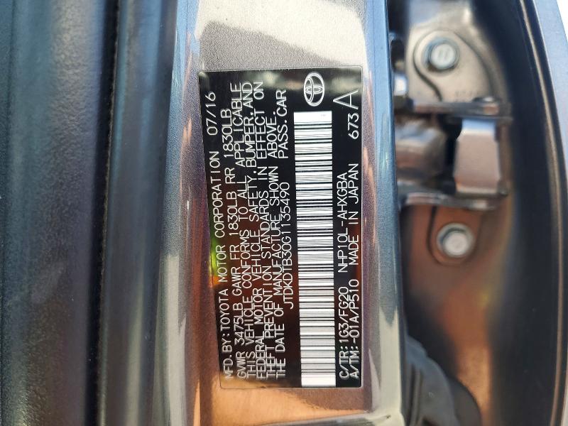 Aukcja sprzedaży 2016 Toyota Prius C, vin: JTDKDTB30G1135490, numer aukcji: 53770546