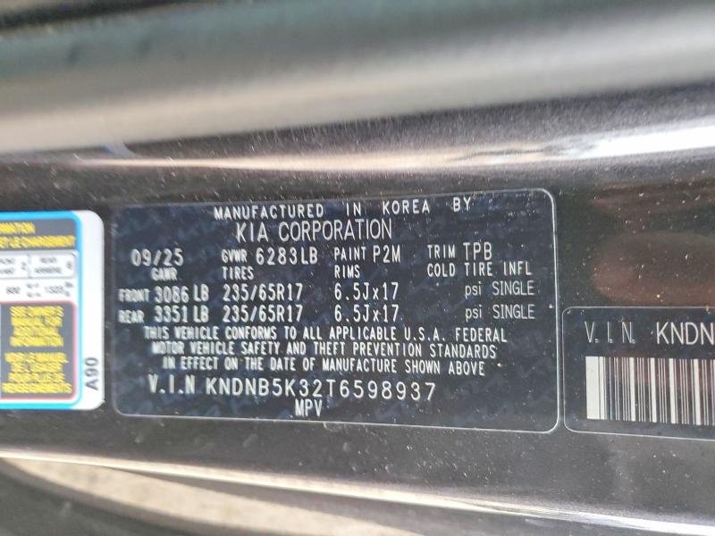 2026 Kia Carnival მანქანა იყიდება აუქციონზე, vin: KNDNB5K32T6598937, აუქციონის ნომერი: 54654126