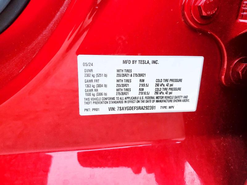 Продажа на аукционе авто 2024 Tesla Model Y, vin: 7SAYGDEF5RA292391, номер лота: 53094376