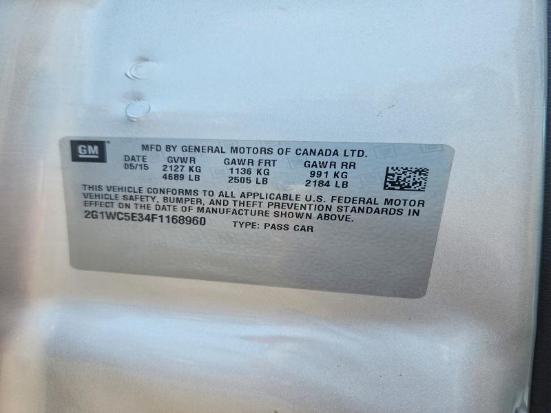 Auction sale of the 2015 Chevrolet Impala Limited, vin: 2G1WC5E34F1168960, lot number: 54247936