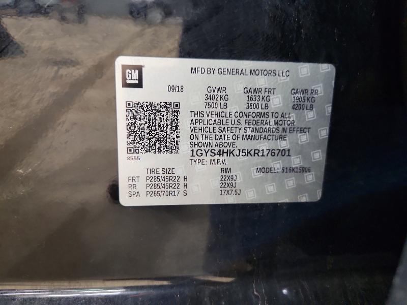 2019 Cadillac Escalade მანქანა იყიდება აუქციონზე, vin: 1GYS4HKJ5KR176701, აუქციონის ნომერი: 53693406