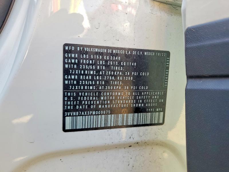 51493746 :رقم المزاد ، 3VVNB7AX3PM009675 vin ، 2023 Volkswagen Tiguan مزاد بيع
