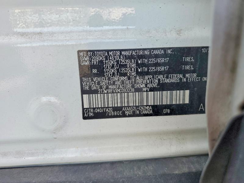 Aukcja sprzedaży 2021 Toyota Rav4, vin: 2T3W1RFVXMC093238, numer aukcji: 52835146
