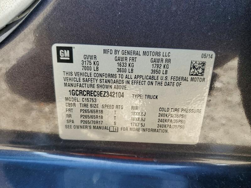 2014 Chevrolet Silverado მანქანა იყიდება აუქციონზე, vin: 1GCRCREC9EZ342104, აუქციონის ნომერი: 54483816
