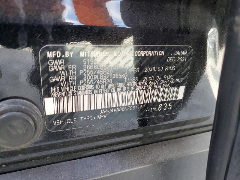 Aukcja sprzedaży 2022 Mitsubishi Outlander, vin: JA4J4VA86NZ061182, numer aukcji: 54228636